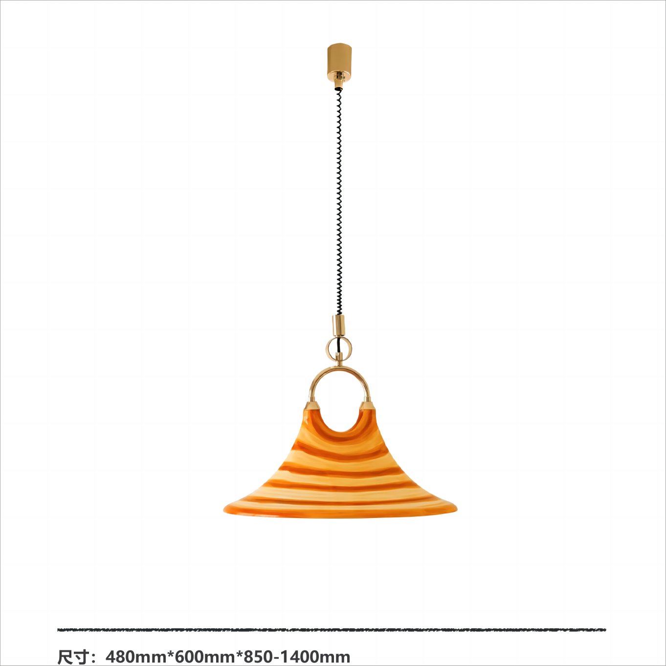 Mittelalterlicher bemalter Kronleuchter für Esszimmer, Wohnzimmer, Nachttischlampe, Hornleuchte, einziehbarer Kronleuchter mit gestreifter Kunst, Strohhut 