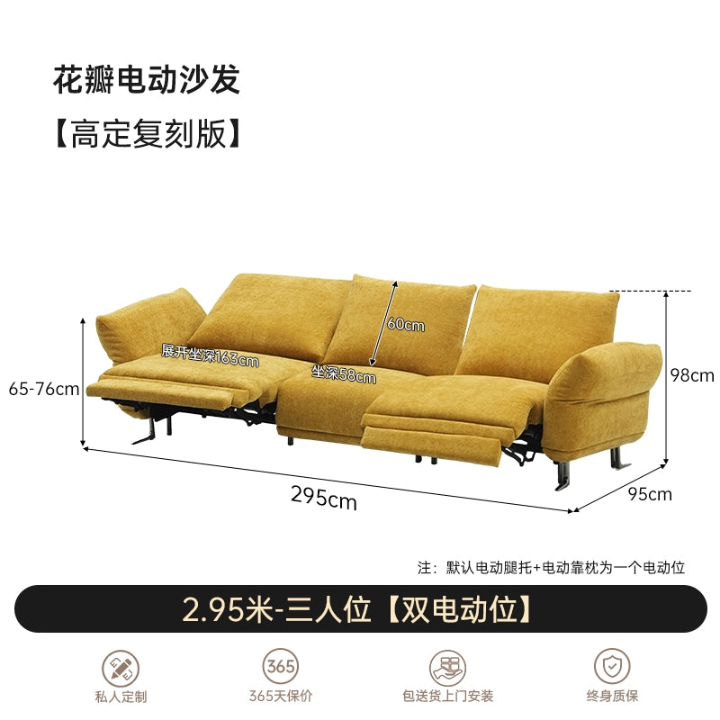 Electric Petal Sofa Minimalist Light Luxury Large and Small Apartment Living Room Straight Row Chenille Fabric First Class Functional Sofa