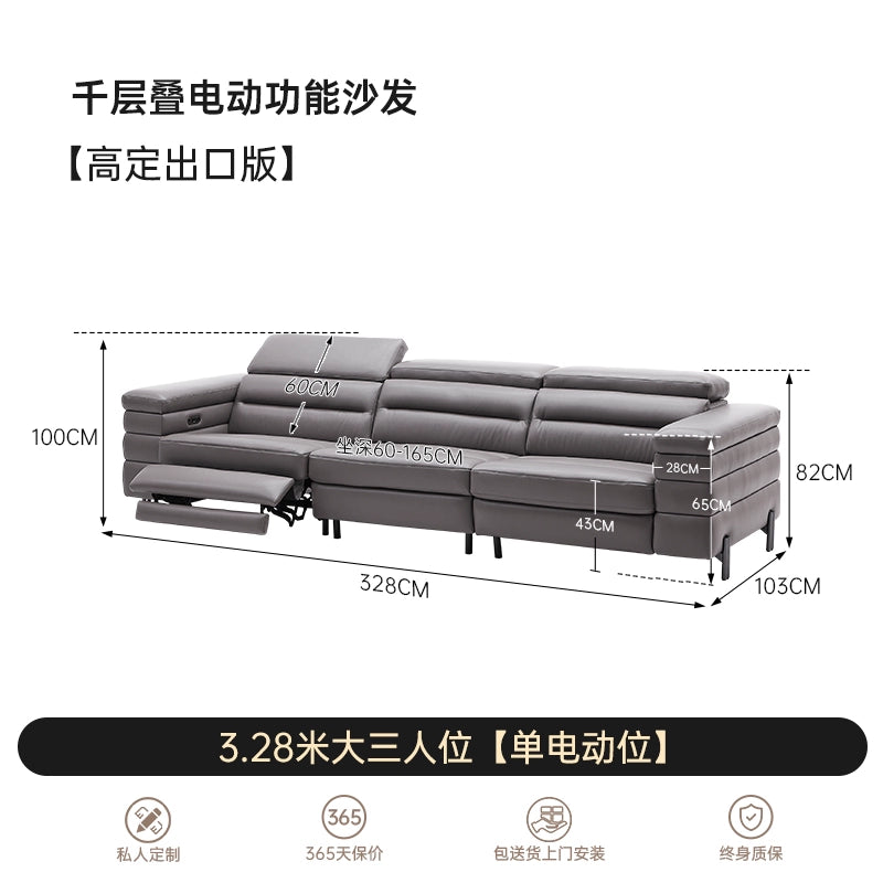 Italian Light Luxury Melaleuca Multi-functional Sofa First Class Zero Wall Villa Living Room High-end Leather Electric Sofa