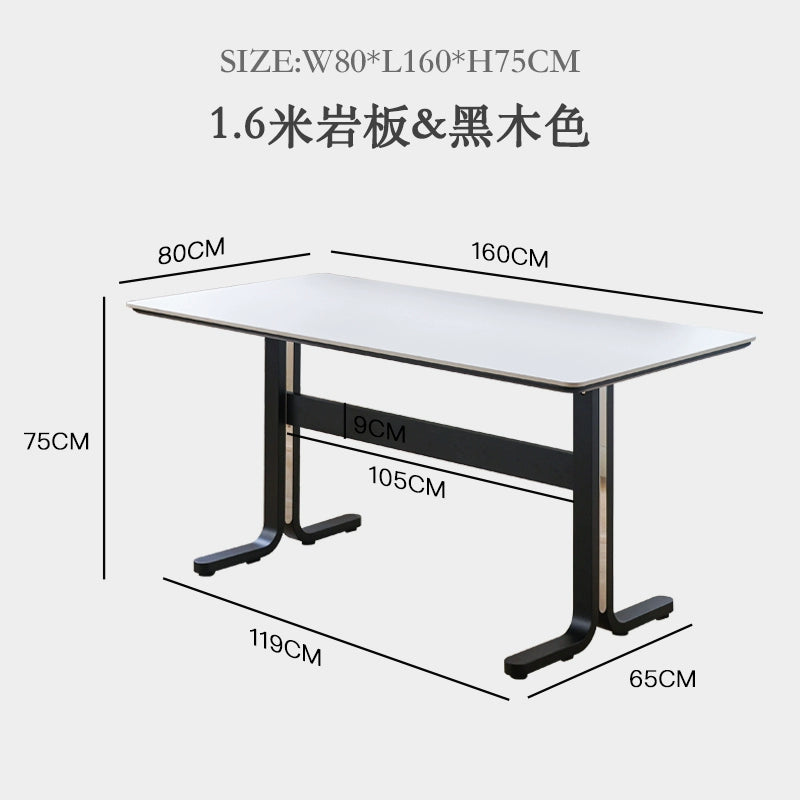 Esstisch aus massivem Holz, Steinplatte, mittelalterlicher nordischer Esstisch, moderner, schlichter quadratischer Tisch für den Haushalt, leichter Luxus und fortschrittlich 