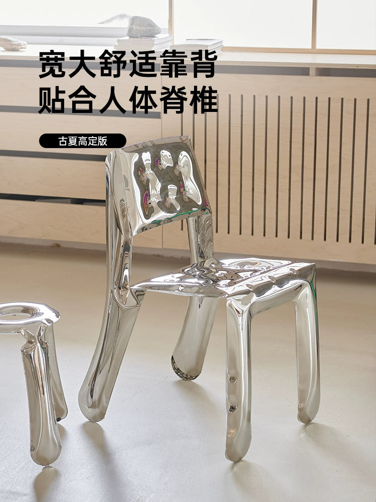 Ins Popular Creative Stainless Steel Balloon Chair Designer Single Chair Art Metal Living Room Balcony Back Chair Leisure Chair