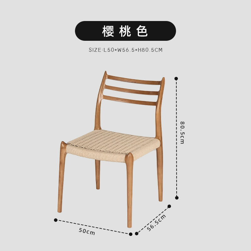 Esszimmerstuhl aus geflochtenem Seil aus massivem Holz, beliebt, mittelalterlich, Arbeitsstuhl, einfacher Designer-Hocker mit Rückenlehne für Zuhause 