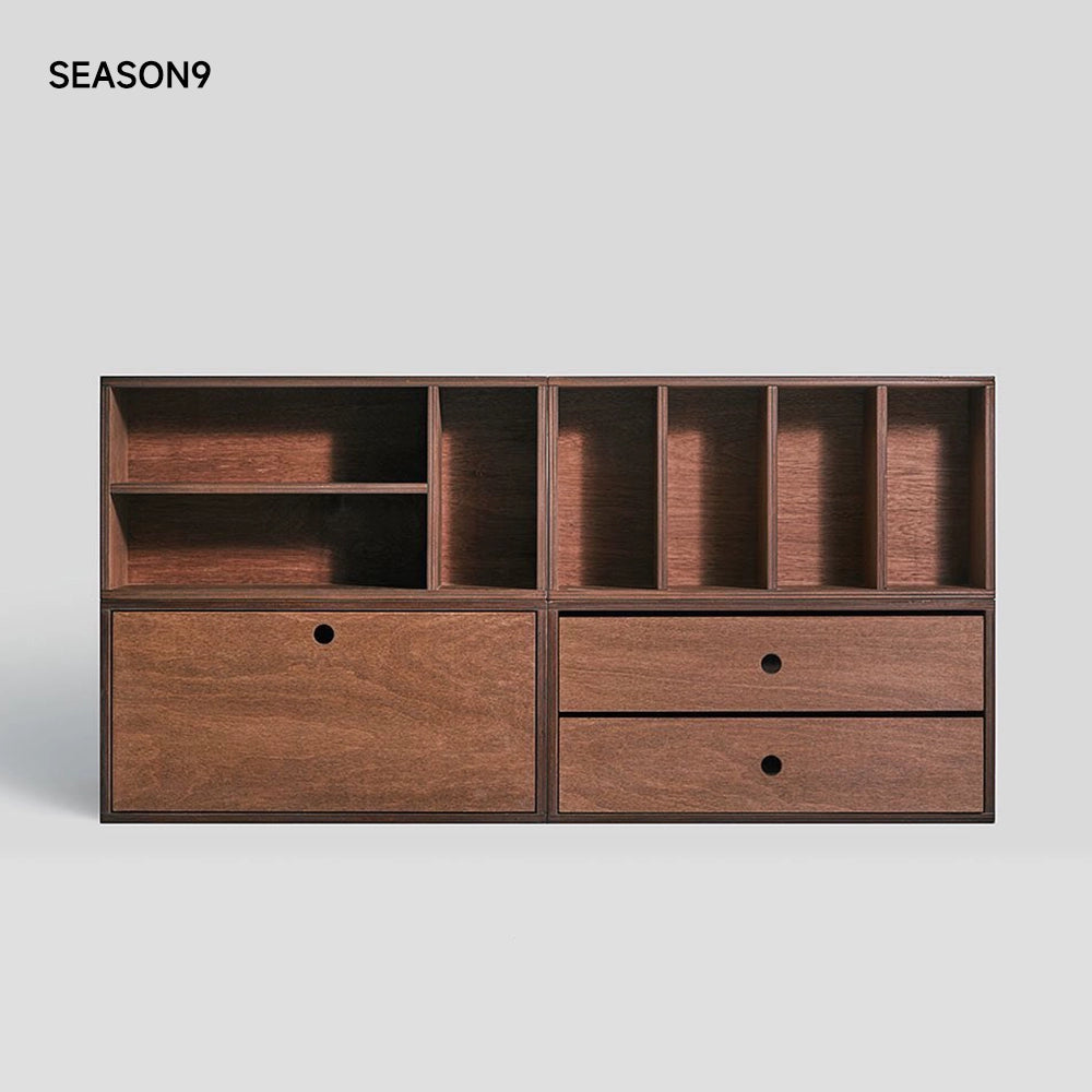 Esszimmer-Seitenschrank-Kombination, Massivholzschrank, mittelalterlicher Lagerschrank, Marine-Panel, TV-Schrank, Lagerboden, Bücherregal 