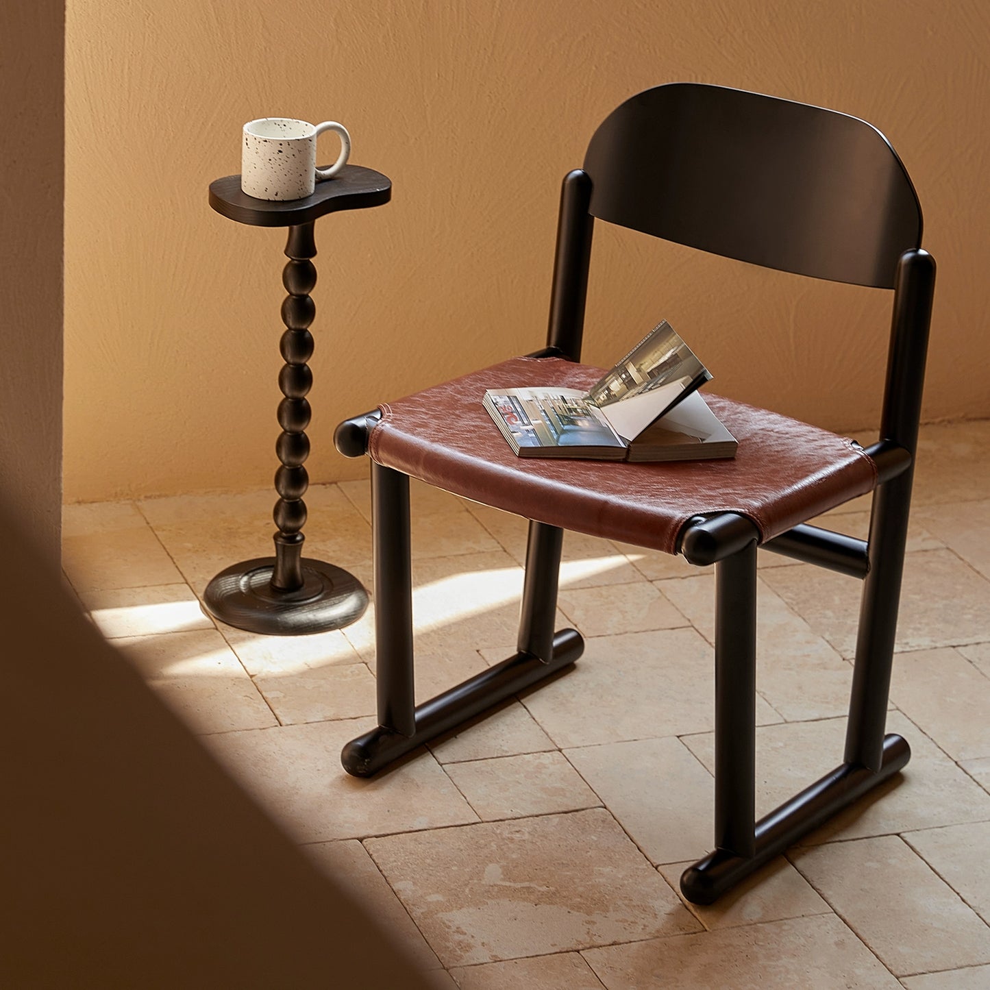 Designer Massivholz Esszimmerstuhl Retro Home Casual Rückenlehne Buchtischstuhl Lederstuhl Nordic Light Luxury 