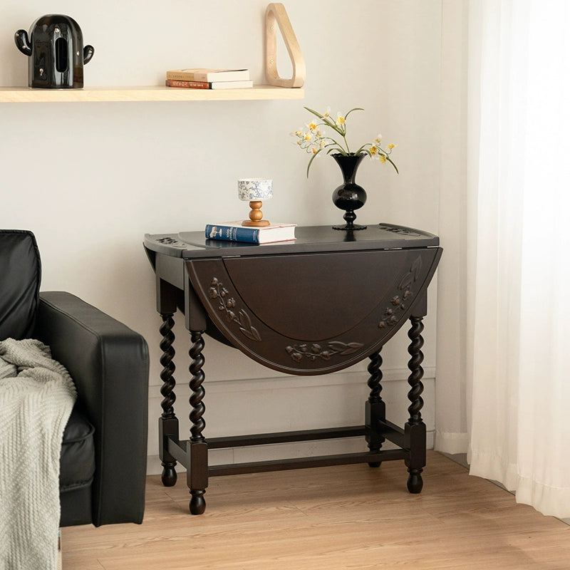 Klappbarer Esstisch Französischer mittelalterlicher Designer Massivholztisch Wohnzimmer Home Balkon Kaffee runder Tisch 