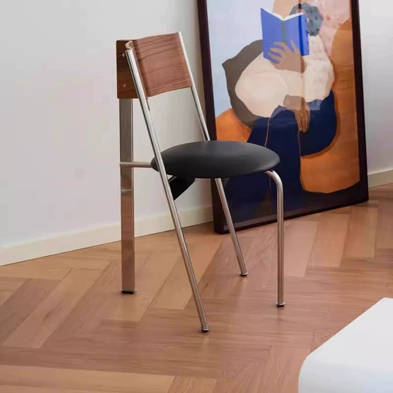 Retro massivholz esszimmerstuhl edelstahl designer h stuhl hause licht luxus high-end-Ins Beliebte rückenlehne hocker 