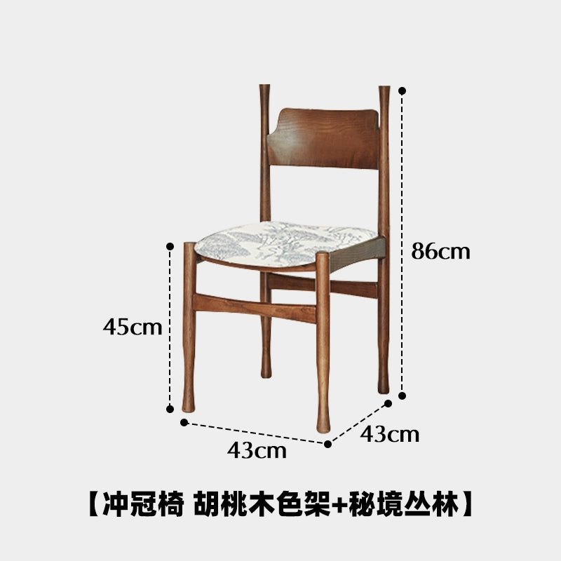 Mittelalterlicher Esszimmerstuhl aus Massivholz, bestickter Stuhl mit weicher Tasche, französischer Retro-Esszimmerstuhl für Cafés, Stuhl mit nordischer Rückenlehne 