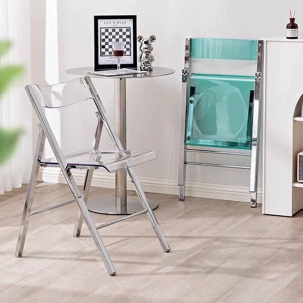 Klappbarer Esszimmerstuhl aus Acryl mit transparenter Rückenlehne, Hocker im Ins Popularins-Stil, einfacher nordischer Freizeitstuhl 