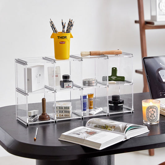Acrylic cup holder figure display rack, cosmetics desktop storage rack, designer model.
