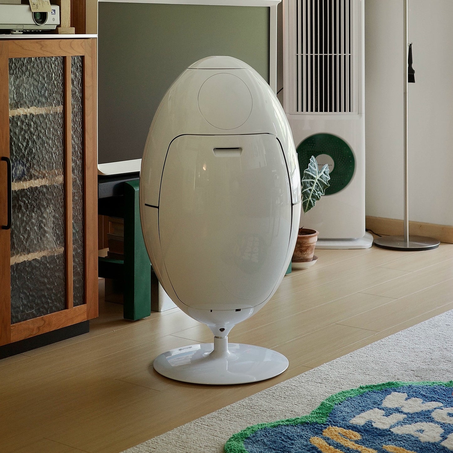 Dinosaurier-Eiersortier-Mülleimer mit Deckel, großes Fassungsvermögen, Küche, kreatives Bodenornament-Design, fortschrittlicher Sinn 