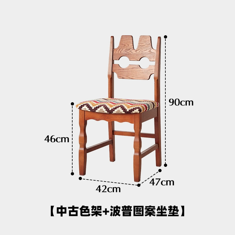 Französischer Retro-Esszimmerstuhl, leichter Luxus-Premium-Softbag-Stuhl, künstlerischer Massivholz-Caféstuhl im Ins-Stil 