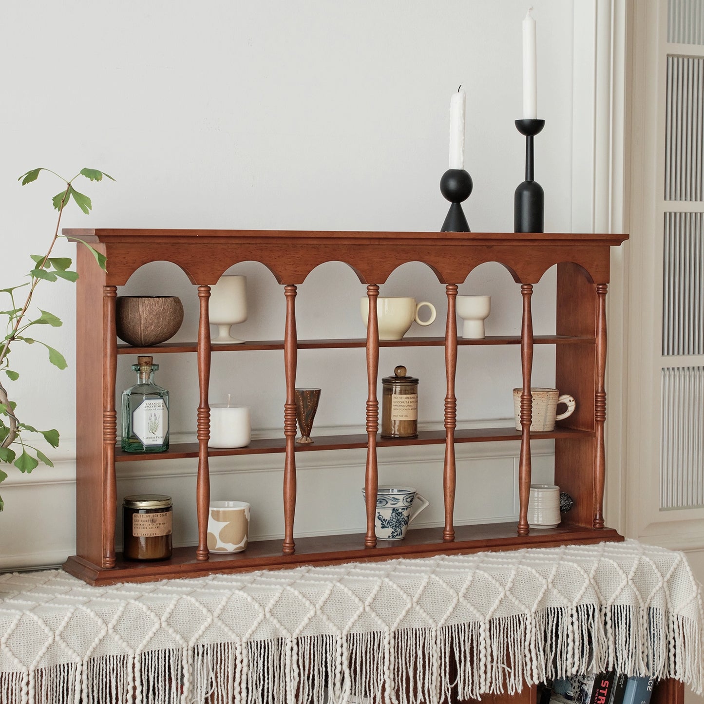 Mittelalterliches Regal zum Aufhängen an der Wand, Retro-französisches Desktop-Aufbewahrungsregal, Massivholz, Kaffeetassenhalter, Wanddekoration 