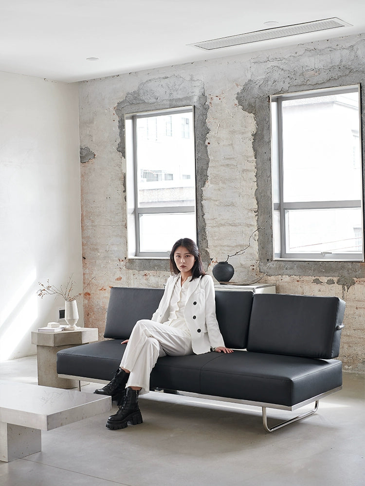 LC5 Corbusier Sofa Simple Modern Leather Office Stainless Steel Frame Studio Combination Leisure Sofa