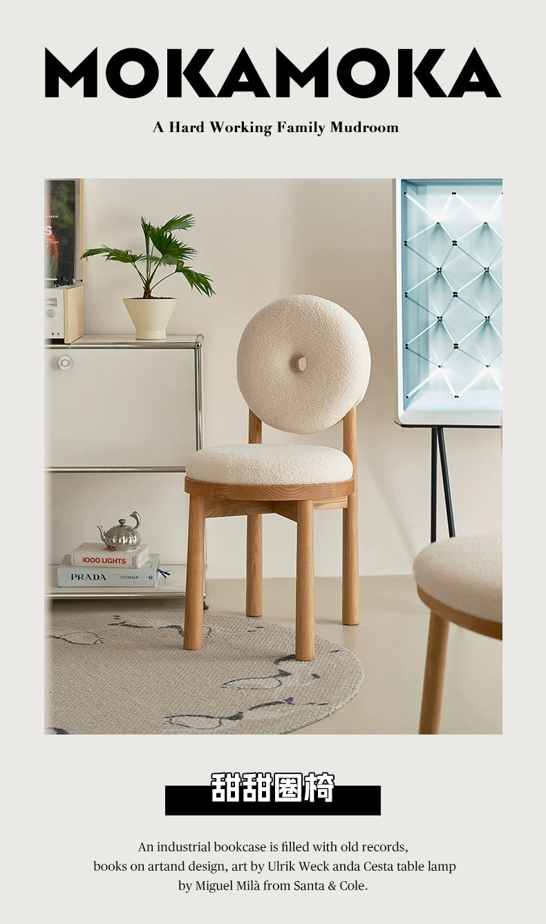 Kreative lamm wolle esszimmer stuhl haushalt massivholz dressing stuhl creme stil Ins Popularchair zurück freizeit stuhl 