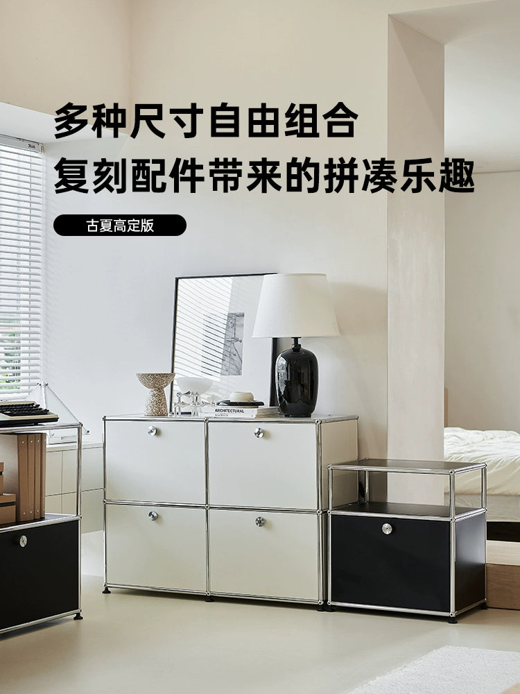 Medieval USM Cabinet Stainless Steel Module Combination Cabinet Living Room Storage Storage Cabinet Dining Side Cabinet Minimalist Locker Bucket Cabinet