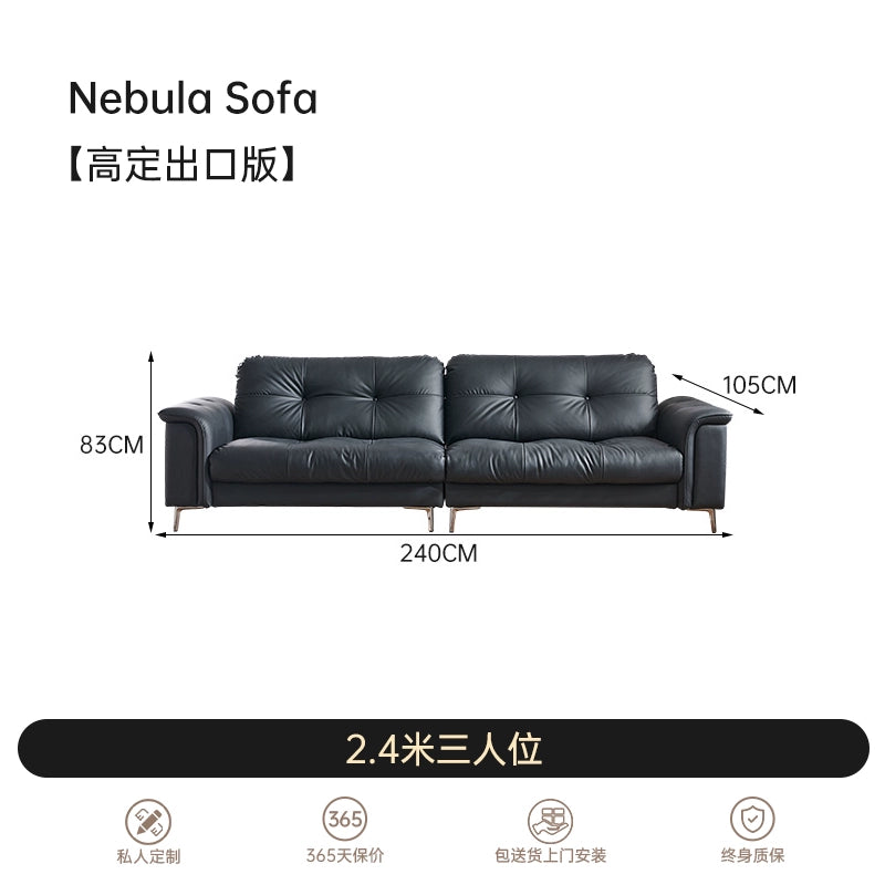 Italian Light Luxury Nebula Sofa Medium Antique Cloud Leather Designer Living Room Small Apartment Straight Row Three-person Sofa