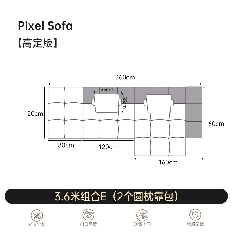 Saba Pixel Sofa Italian Minimalist Designer Villa Large Flat Living Room Leather Free Combination Module Sofa