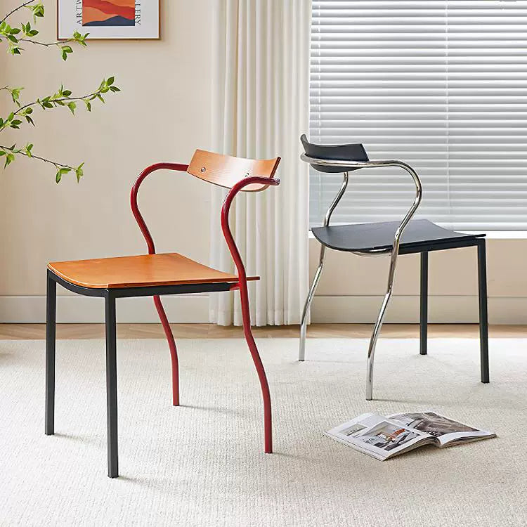 Einfacher Designer-Esszimmerstuhl, mittelalterlicher künstlerischer Stuhl, Schmiedeeisen, Massivholz, Café, Restaurantstuhl, Freizeit 