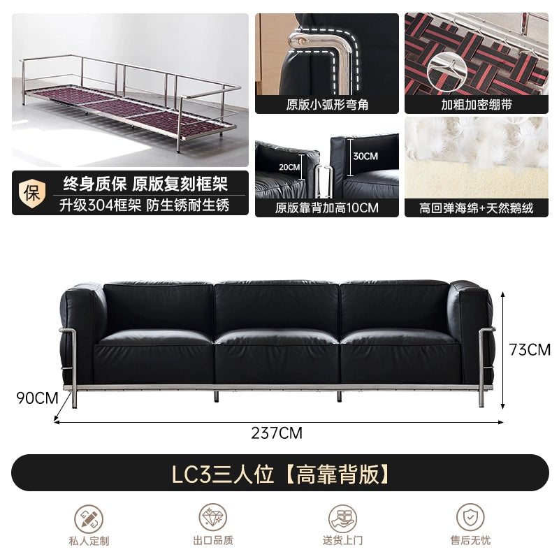 Corbusier LC3 Sofa Medieval Bauhaus Living Room Balcony High Backrest Sofa Minimalist Leather Single Sofa