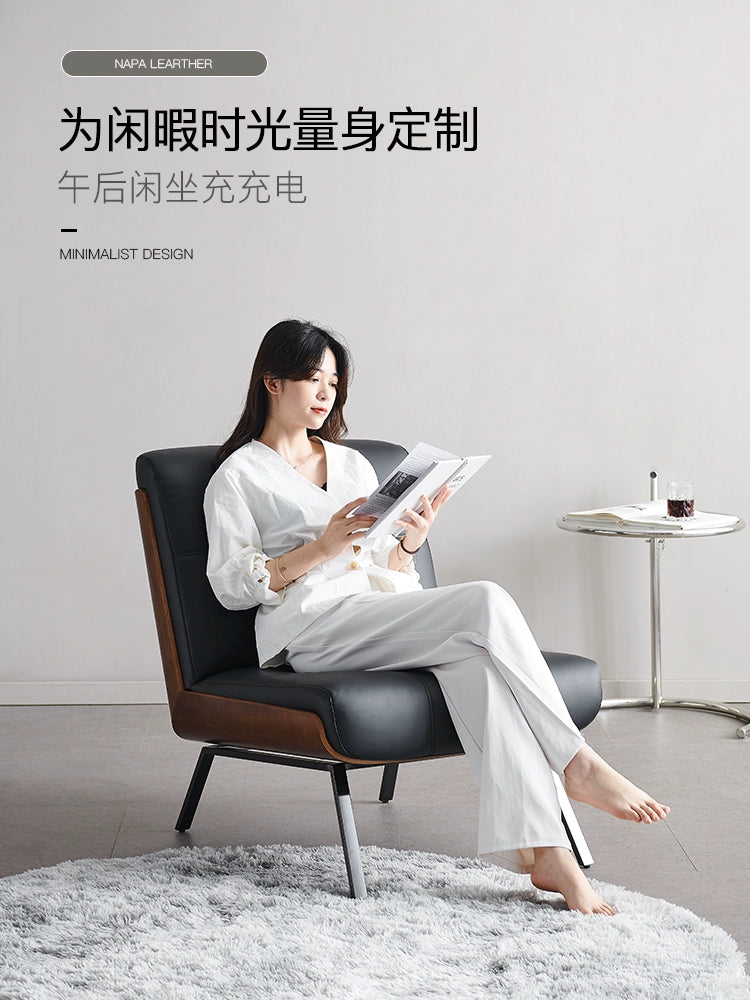 Italian Light Luxury Leather Sofa Daiki Designer Villa Living Room Back Chair Leisure Chair Single Sofa