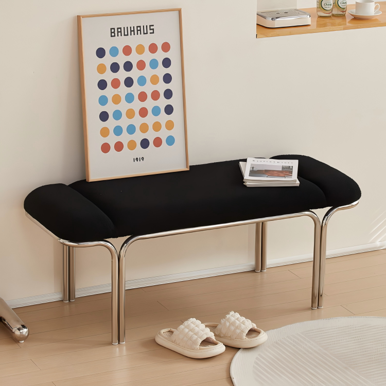 Leichter Luxus-Schuhwechselhocker, weiche Tasche, cremefarbener Wind, langer Hocker, nordischer Bauhaus-Minimalist, Ins-Betthocker 