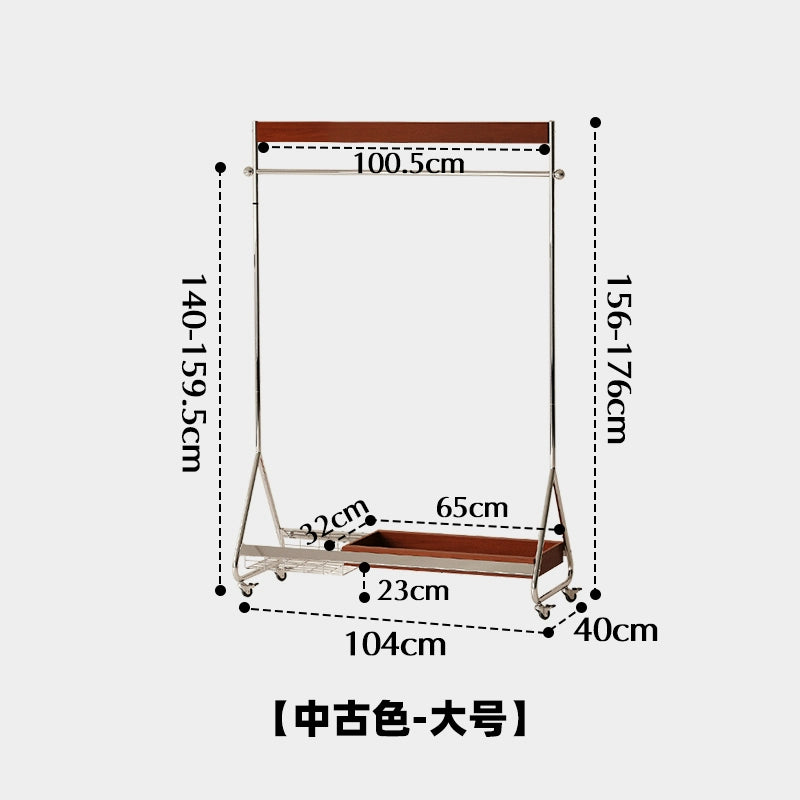 Mobile Garderobe Mittelalterlicher Kleiderbügel aus Massivholz Vom Boden bis zur Decke Schlafzimmer-Aufbewahrungsbügel Kreativer leichter Luxus 