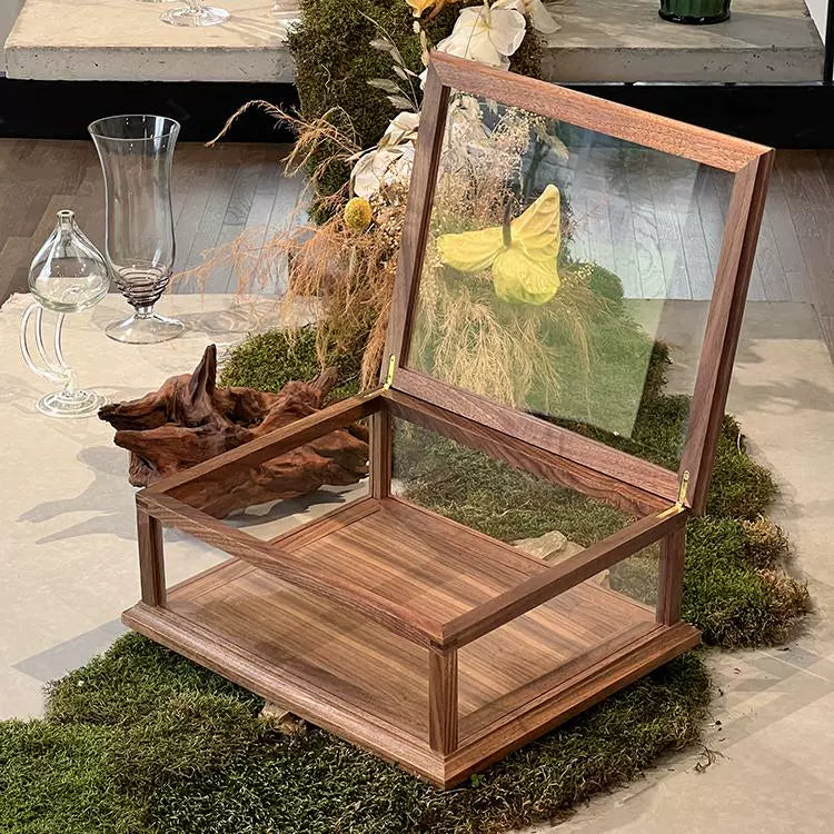 Schreibtisch-Aufbewahrungsbox aus Massivholz, Vitrine für Schmuck, mittelgroß, antik, leicht, luxuriös, Dessert-/Kuchenvitrine 