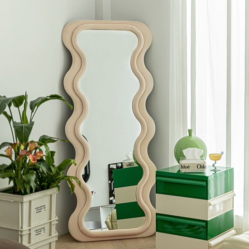 Full-length Mirror Floor-to-ceiling Ins Wind Retro Full-length Mirror Home Living Room Decoration Clothing Store Wave Mirror
