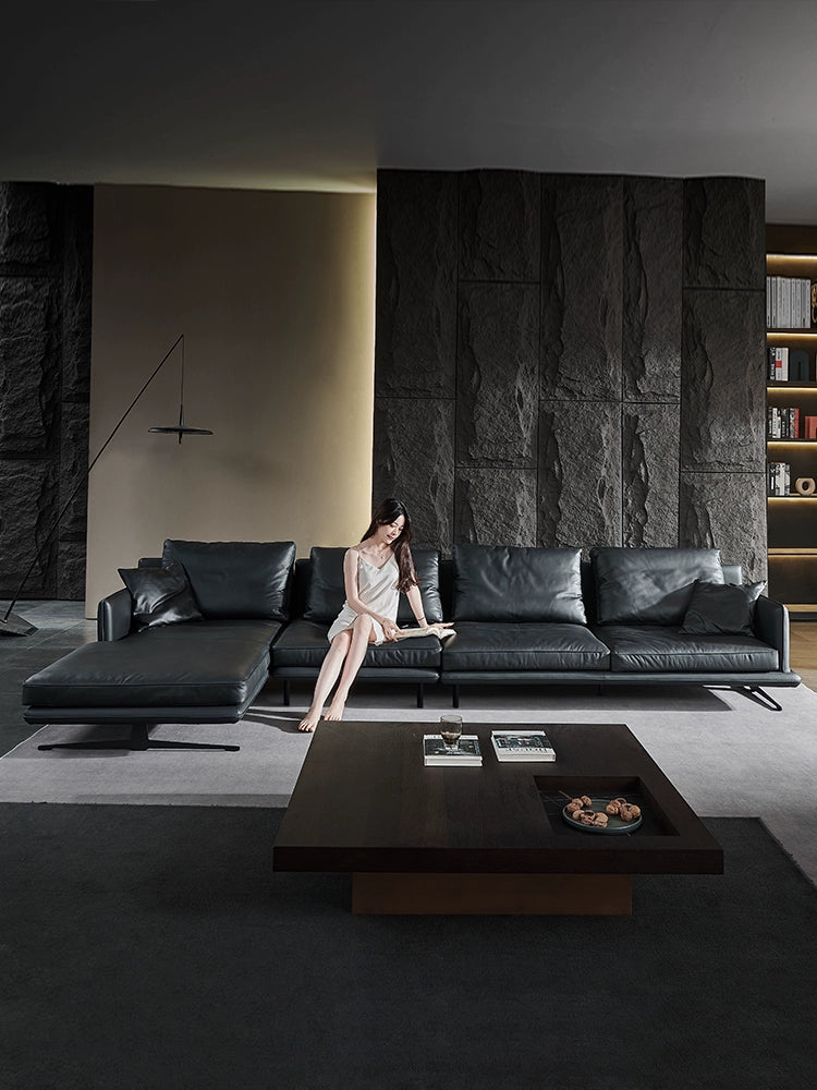 Italian Light Luxury Minimalist Designer Leather Sofa Large Apartment Living Room Home Large Sitting Deep Combination Concubine 2022