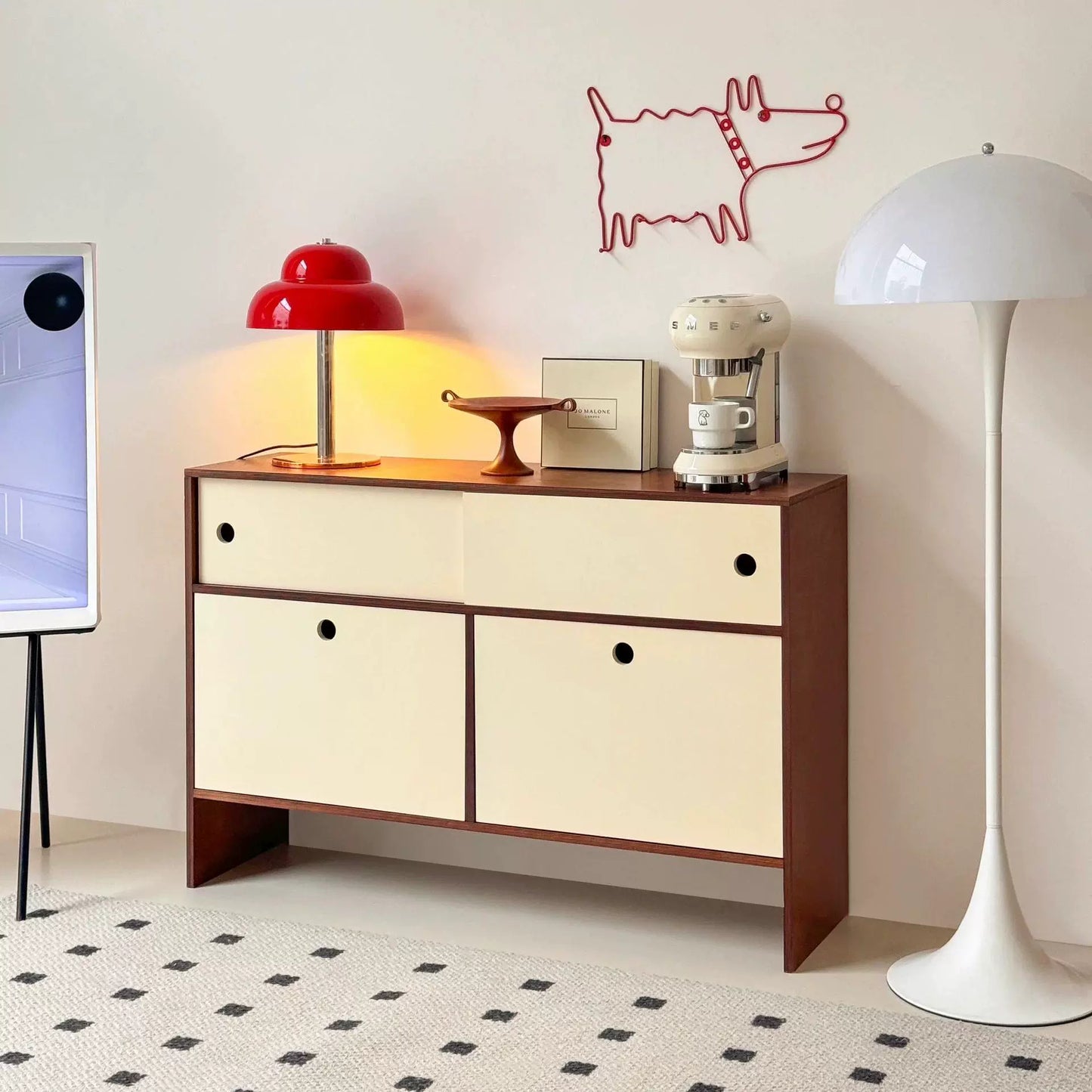 Mittelalterlicher Massivholz-Lagerschrank, einfacher Ins-Wind-Lagerschrank, Beistellschrank, Haushalts-Wohnzimmer-Ozeanbrettschrank 