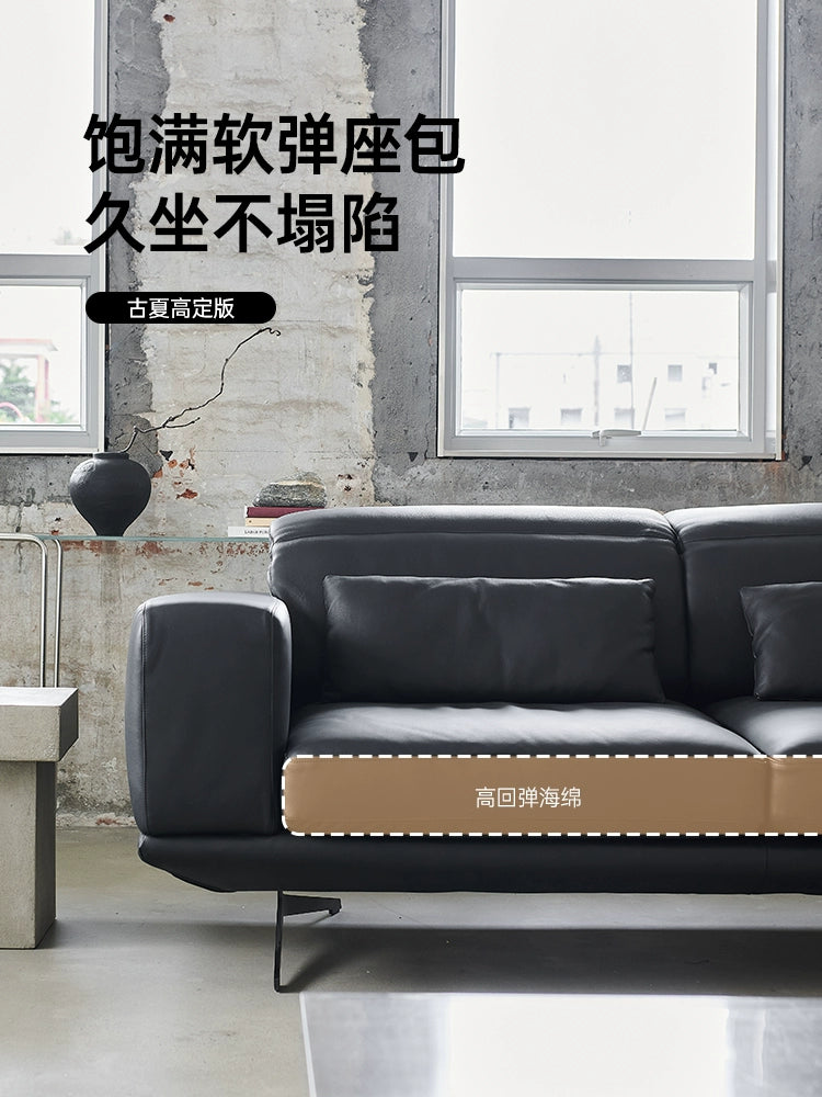 Italian Minimalist Adjustable Backrest Sofa First Layer Cowhide Modern Minimalist Living Room Designer Zee Straight Corner