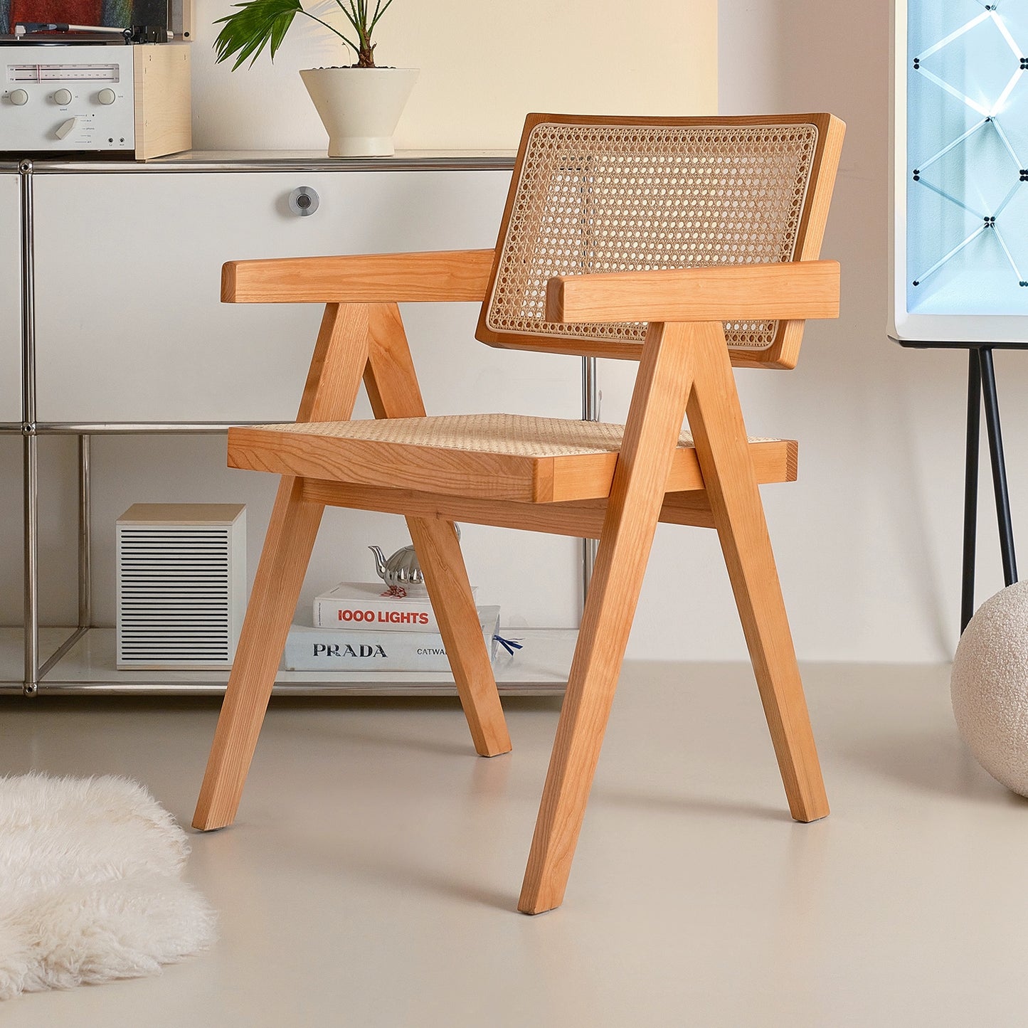 Chandigarh Stuhl Massivholz Rattan Esszimmerstuhl Mittelalter Designerstuhl Wabi Sabi Wind Retro Stuhl B &amp; B 