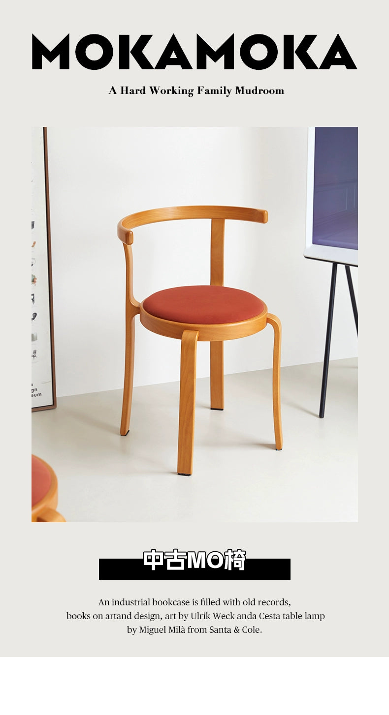 Mittelalterlicher Designer-Esszimmerstuhl aus Massivholz, stapelbarer Esszimmerstuhl für den Haushalt, kleine Wohnung, Rückenlehne, Esstisch und Stuhl 