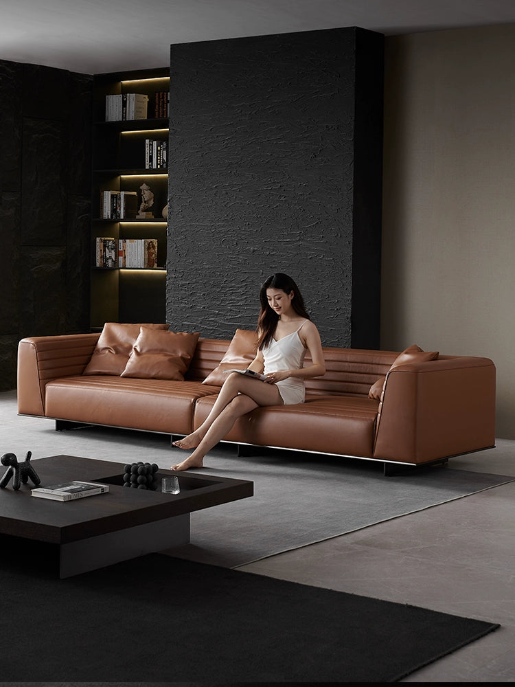 Italian Minimalist Designer Suspended Fabric Leather Villa Large Flat-floor Apartment ROGER Roger Sofa 2022