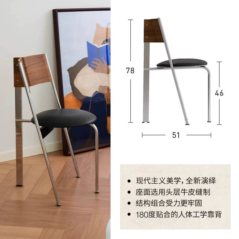 Retro massivholz esszimmerstuhl edelstahl designer h stuhl hause licht luxus high-end-Ins Beliebte rückenlehne hocker 