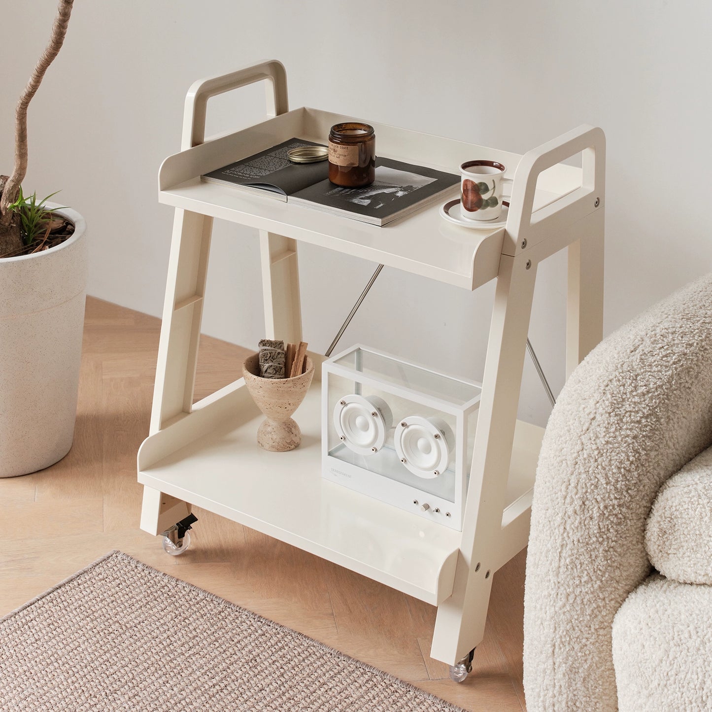 Mehrschichtiger Aufbewahrungsrand, Eckablage, herausnehmbarer Aufbewahrungskorb, nordischer Stil, Ins Popularins, transparenter Trolley 