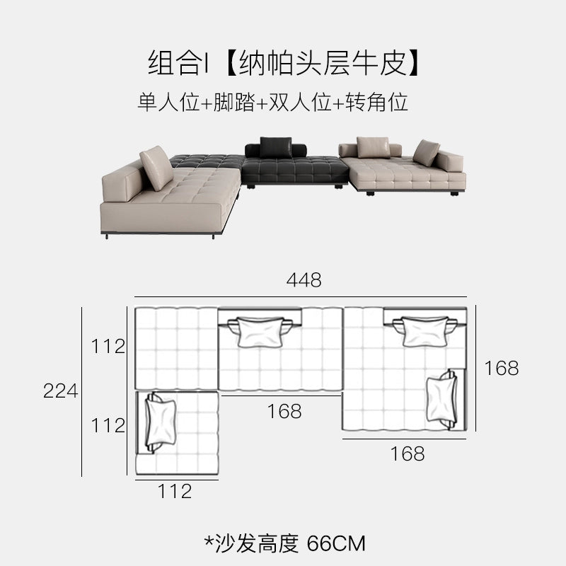 Home Furnishing Italian Minimalist Lawrence First Floor Cowhide Sofa Villa Large Flat Floor Large Apartment Designer Combination