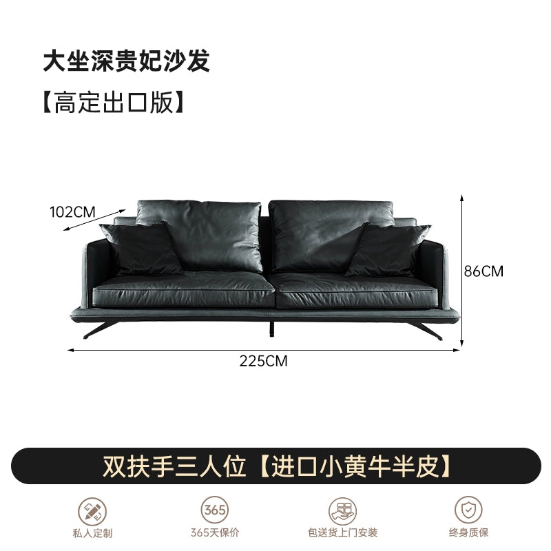 Italian Light Luxury Minimalist Designer Leather Sofa Large Apartment Living Room Home Large Sitting Deep Combination Concubine 2022