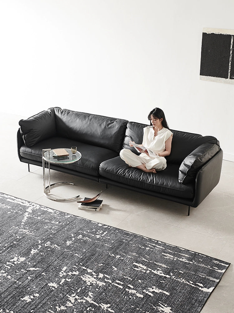 Nordic HUG Hug Sofa Waterproof and Anti-fouling Simple Medieval Straight Row Leather Small Apartment Living Room Three-person Sofa