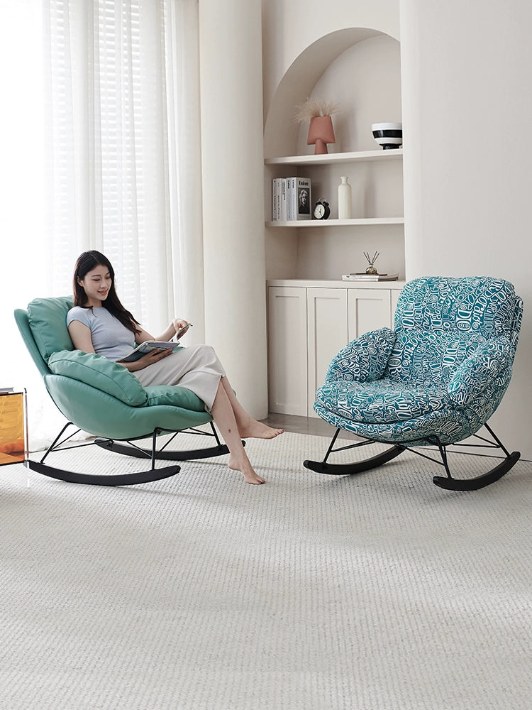 Rocking Chair Modern Simple Leather Designer Rocking Chair Single Chair Adult Living Room Bedroom Lazy Recliner Leisure Chair