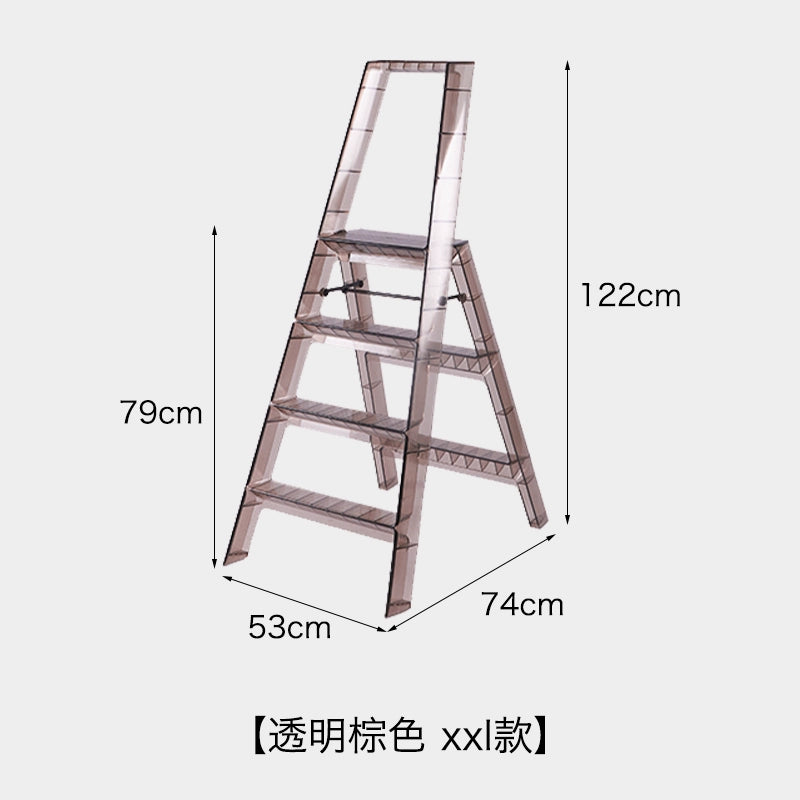 Transparente tragbare Klappleiter für den Haushalt, nordische Ins, dreistufige Leiter, Fischgrätenleiter, multifunktionales Regal 