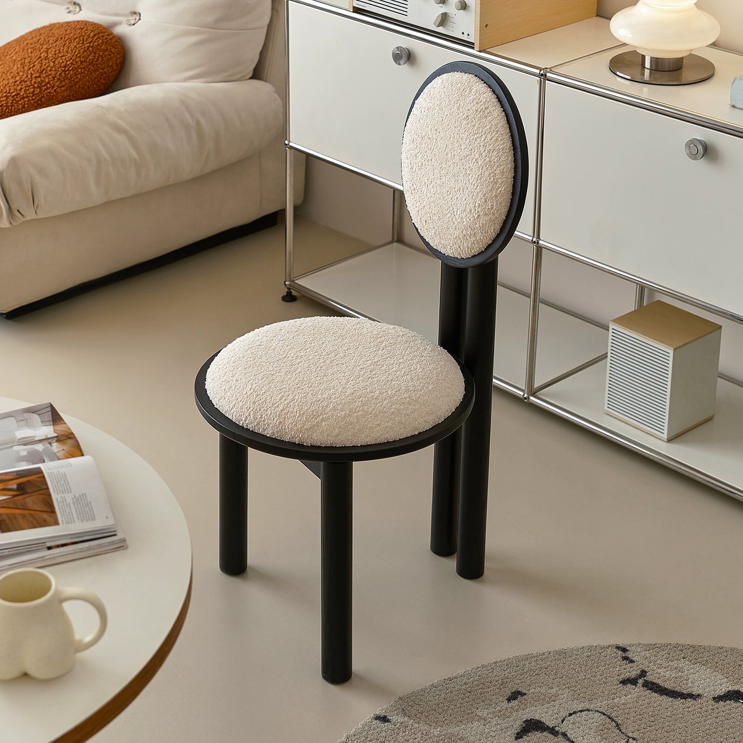 Ohrringstuhl Französischer Retro-Esszimmerstuhl aus massivem Holz, Designer-Künstlerstuhl, Home Soft Bag Dressing Hocker 