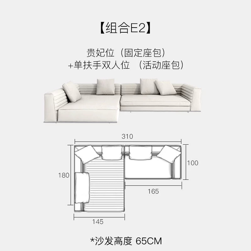 Italian Minimalist Designer Suspended Fabric Leather Villa Large Flat-floor Apartment ROGER Roger Sofa 2022
