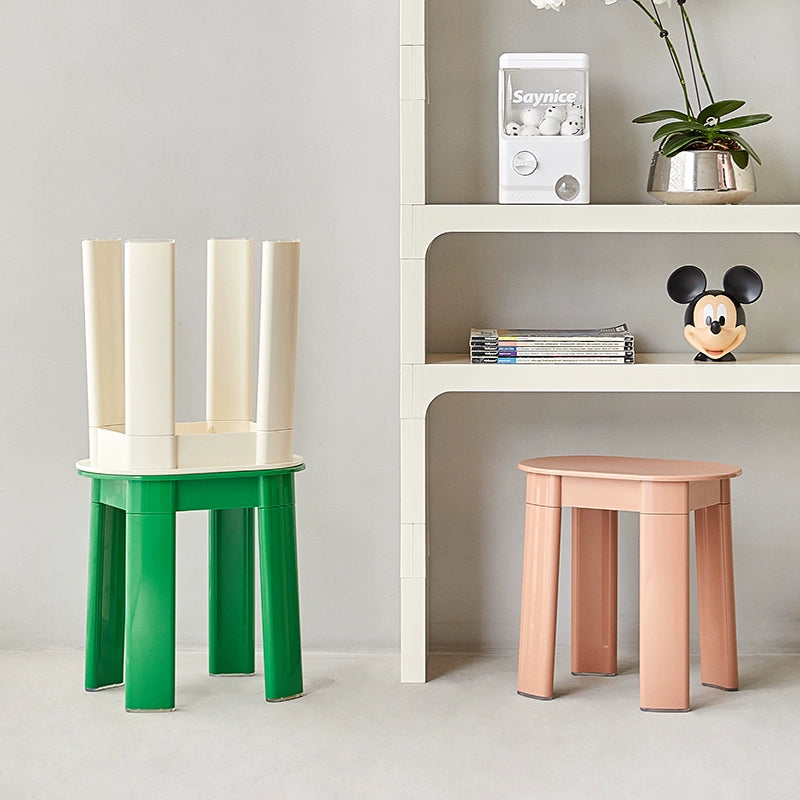 Mittelalterlicher niedriger Hocker, kleiner Plastikhocker für die Wohnung, verdickter Ins Popularround-Hocker, einfacher Ankleidehocker 