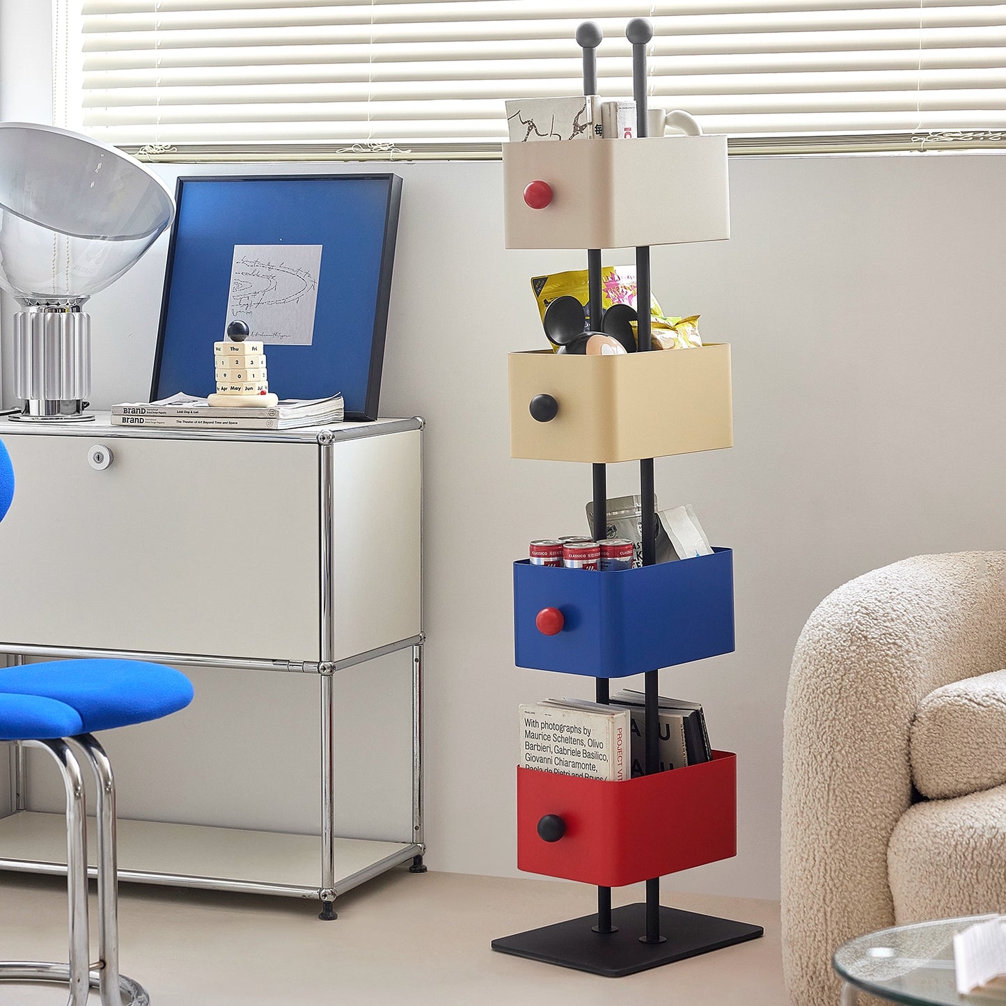 Square Box Bücherregal Wohnzimmer Home Boden Eckregal Kinderzimmer Schmiedeeisen Zeitschriftenständer an der Wand