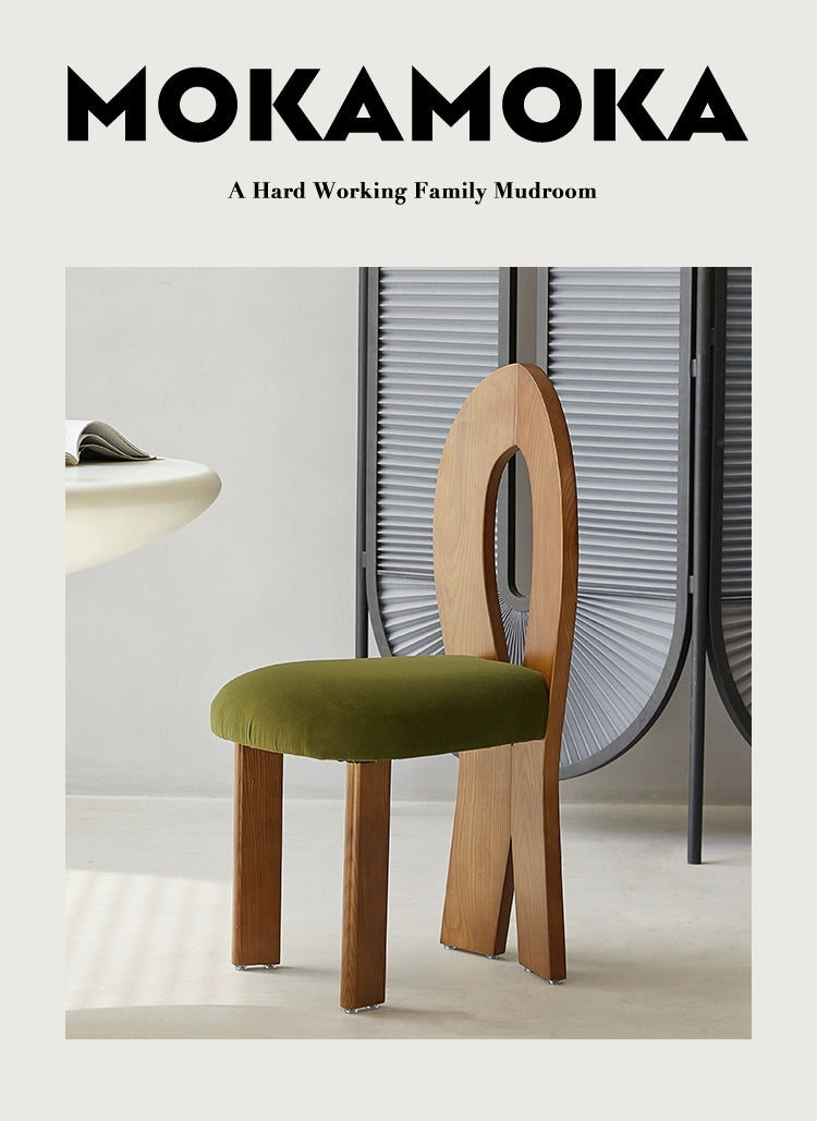 Mittelalterlicher Esszimmerstuhl, Designer-Meerjungfrauenstuhl aus Massivholz, Vintage-Wabi-Sabi-Wind, nordischer Ankleidestuhl 