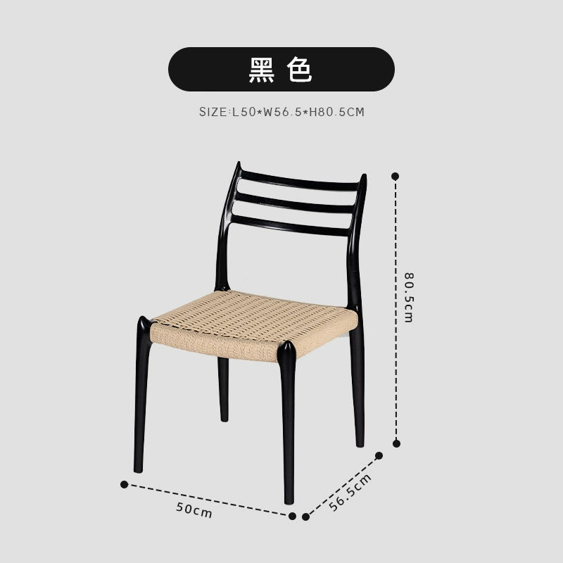 Esszimmerstuhl aus geflochtenem Seil aus massivem Holz, beliebt, mittelalterlich, Arbeitsstuhl, einfacher Designer-Hocker mit Rückenlehne für Zuhause 