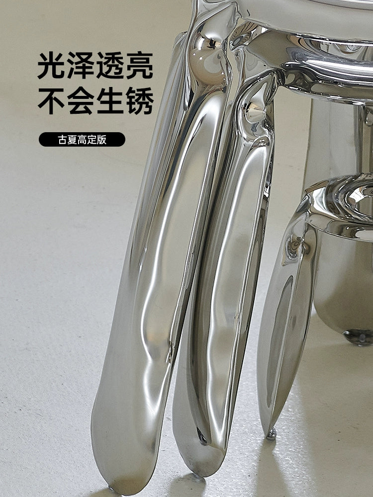 Creative Balloon Stool Designer Stainless Steel Round Stool Shoe Changing Stool Living Room Home Low Stool Art Decorative Metal Stool