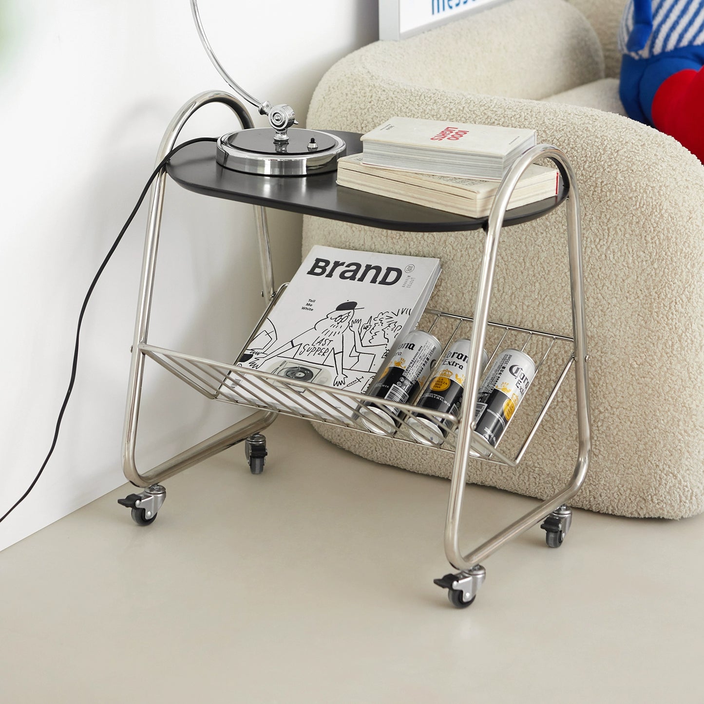 Retro Warenkorb Rack Einfache Ins Wind Mobile Sofa Seite Paar Creme Wind Kleine Wohnung Kaffee Tisch 