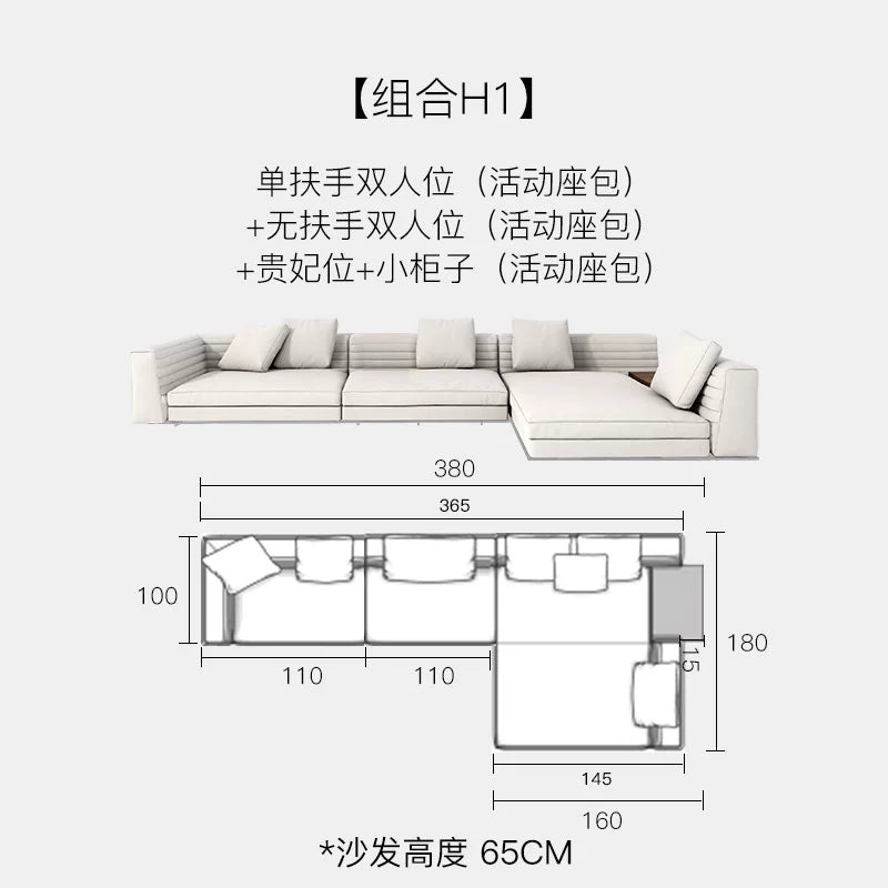 Italian Minimalist Designer Suspended Fabric Leather Villa Large Flat-floor Apartment ROGER Roger Sofa 2022
